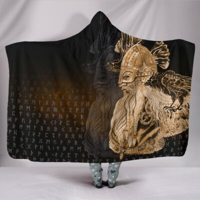 Ligerking Hooded Blanket - Odin Raven Viking Gold A27