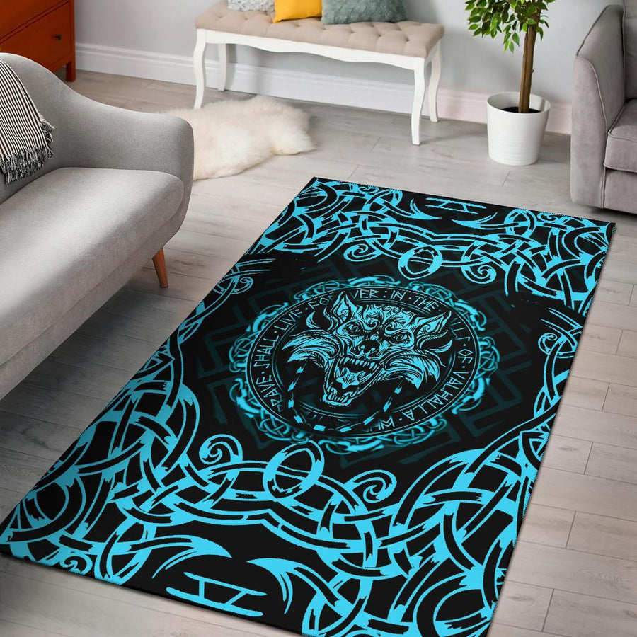 Ligerking Area Rug - Fenrir Viking Cyan 3D A27
