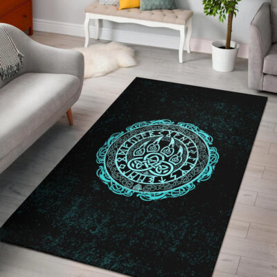 Ligerking Area Rug - Viking Bear Claws Cyan Tattoo A27