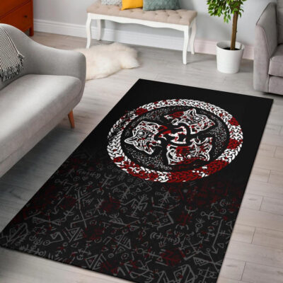 Ligerking Area Rug - Fierce Blood Wolf Symbol Of A Viking Nordic A27