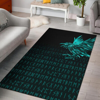 Ligerking Area Rug - The Raven Of Odin Rune Cyan A27