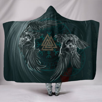 Ligerking Hooded Blanket Ravens Skull Tattoo A79