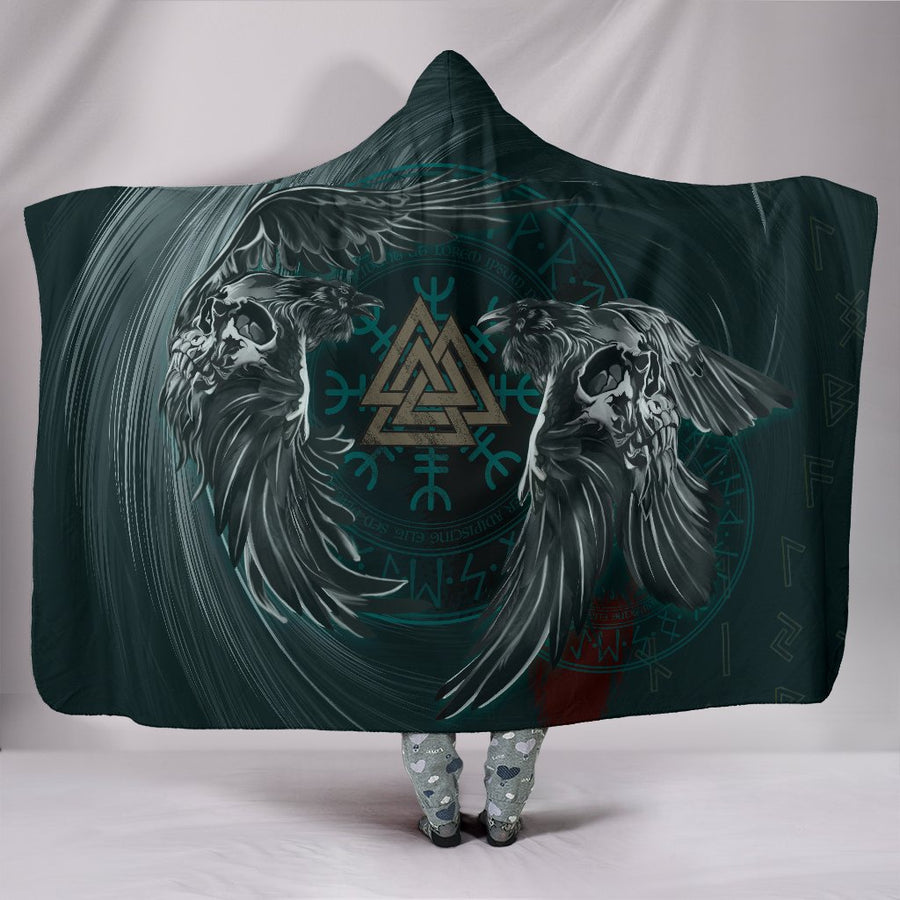 Ligerking Hooded Blanket Ravens Skull Tattoo A79