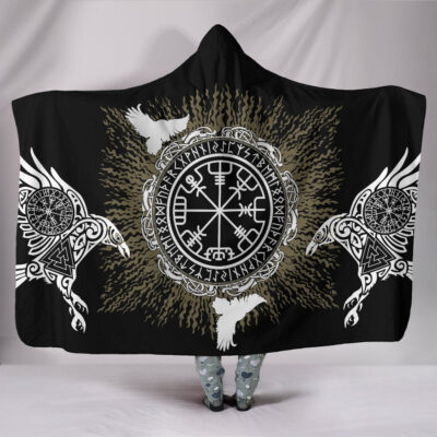 Ligerking - Hooded Blanket Raven,Valknut and Vegvisir A27