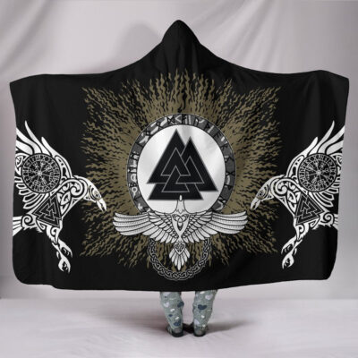 Ligerking - Hooded Blanket Raven,Valknut and Vegvisir A27
