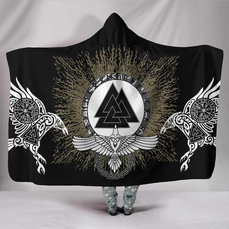Ligerking - Hooded Blanket Raven,Valknut and Vegvisir A27