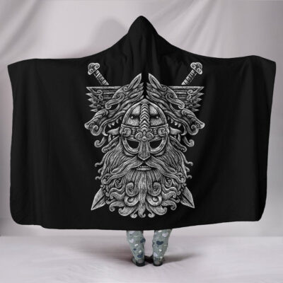 Ligerking Hooded Blanket Norse God Odin Wolfs Swords A7