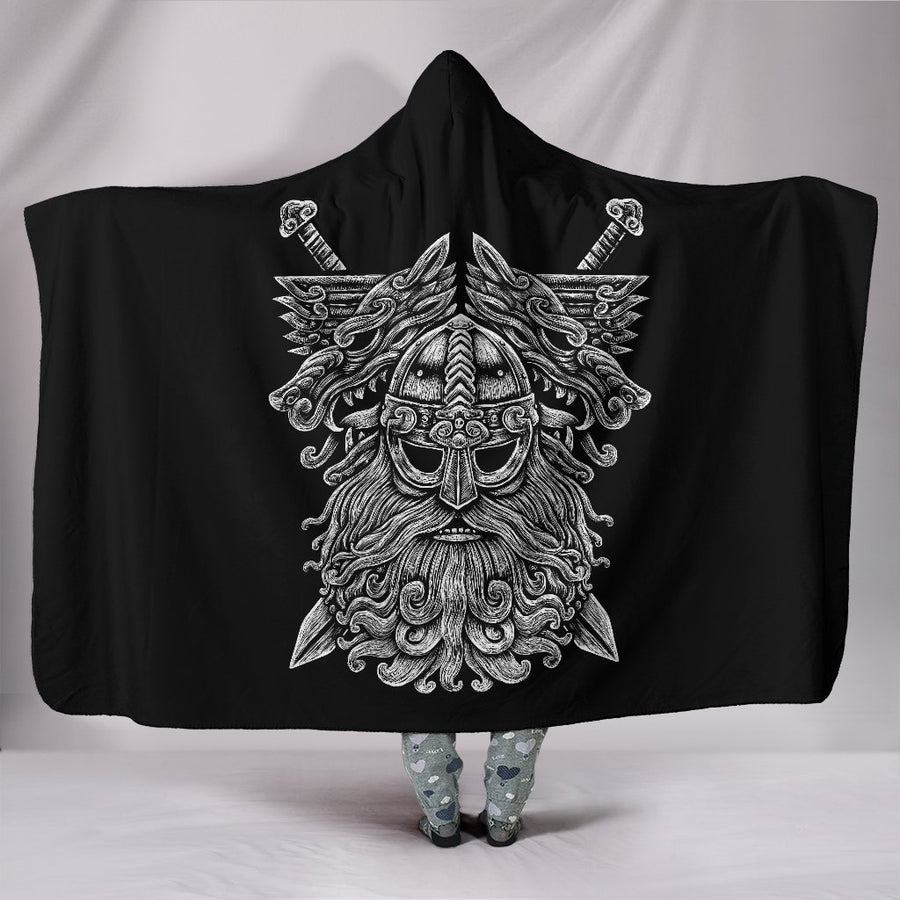 Ligerking Hooded Blanket Norse God Odin Wolfs Swords A7