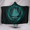 Ligerking Hooded Blanket Celtic And Valknut and Tree of Life Yggrdrasil A7