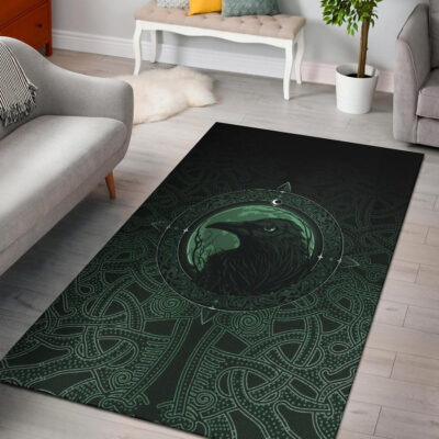 Ligerking Area Rug, Ethnic Odin Raven Green A31