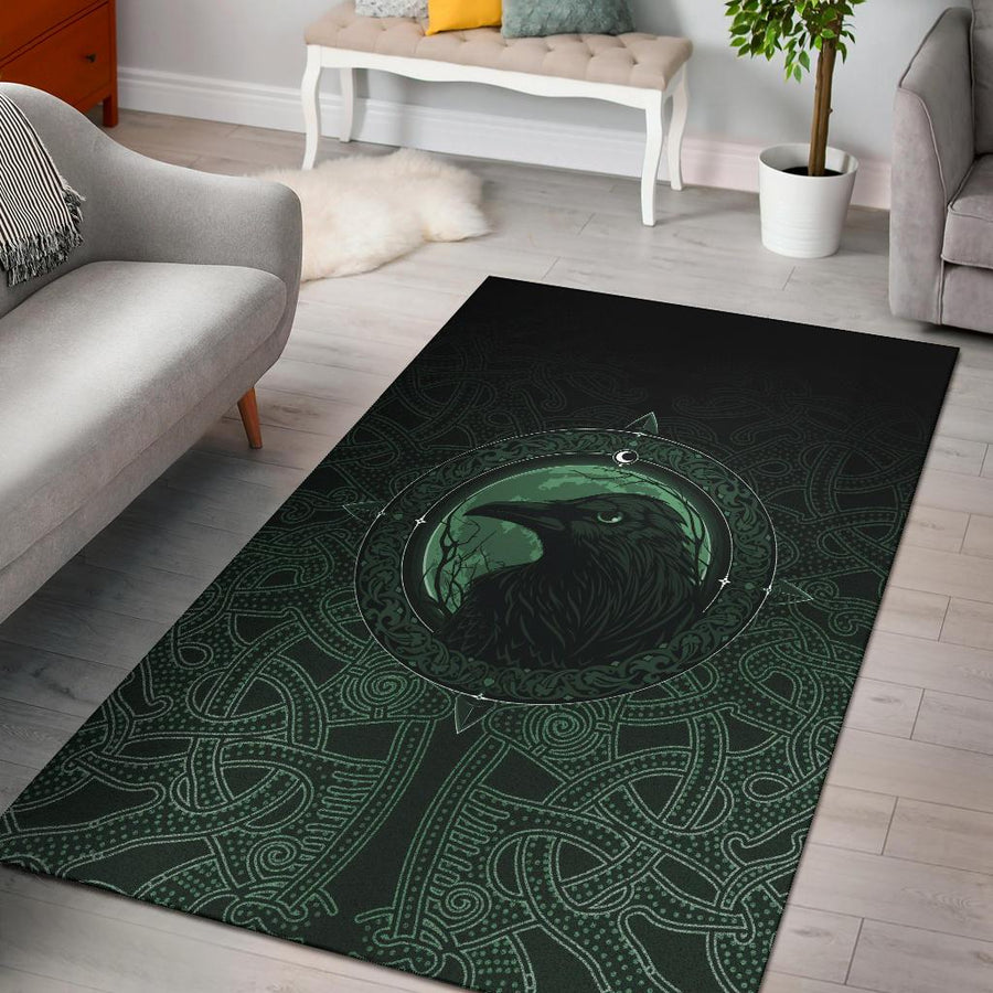 Ligerking Area Rug, Ethnic Odin Raven Green A31