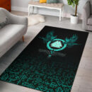 Viking Area Rug Three Raven and Valknut Cyan A27