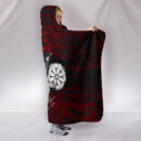 Ligerking - Hooded Blanket Raven of Odin and Symbol Viking on Blood Background A27