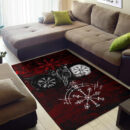 Ligerking - Area Rug Raven of Odin and Symbol Viking on Blood Background A27