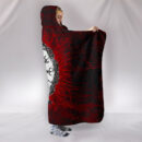 Ligerking - Hooded Blanket Raven of Odin and Symbol Viking on Blood Background A27