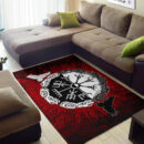 Ligerking - Area Rug Raven of Odin and Symbol Viking on Blood Background A27
