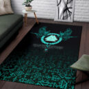 Viking Area Rug Three Raven and Valknut Cyan A27