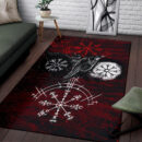 Ligerking - Area Rug Raven of Odin and Symbol Viking on Blood Background A27