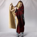 Ligerking - Hooded Blanket Raven of Odin and Symbol Viking on Blood Background A27