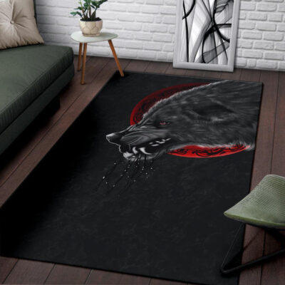 Ligerking Area Rug Wolf And Blood Moon A31