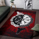 Ligerking - Area Rug Raven of Odin and Symbol Viking on Blood Background A27