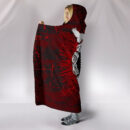 Ligerking - Hooded Blanket Raven of Odin and Symbol Viking on Blood Background A27