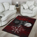 Ligerking - Area Rug Raven of Odin and Symbol Viking on Blood Background A27