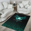 Viking Area Rug Three Raven and Valknut Cyan A27