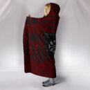 Ligerking - Hooded Blanket Raven of Odin and Symbol Viking on Blood Background A27