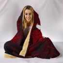 Ligerking - Hooded Blanket Raven of Odin and Symbol Viking on Blood Background A27