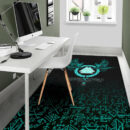 Viking Area Rug Three Raven and Valknut Cyan A27