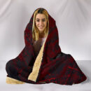 Ligerking - Hooded Blanket Raven of Odin and Symbol Viking on Blood Background A27
