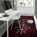 Ligerking - Area Rug Raven of Odin and Symbol Viking on Blood Background A27