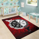 Ligerking - Area Rug Raven of Odin and Symbol Viking on Blood Background A27