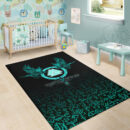 Viking Area Rug Three Raven and Valknut Cyan A27