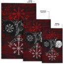 Ligerking - Area Rug Raven of Odin and Symbol Viking on Blood Background A27