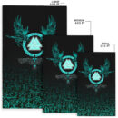Viking Area Rug Three Raven and Valknut Cyan A27