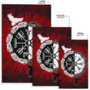 Ligerking - Area Rug Raven of Odin and Symbol Viking on Blood Background A27
