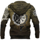Ligerking - Hoodie Raven of Odin and Symbol Viking on Gold Background A27