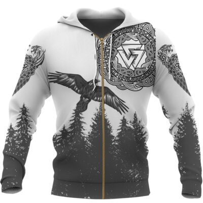Ligerking Raven And Wolf In Pine Forest Zip Hoodie A21