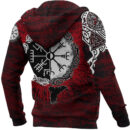 Ligerking - Zip Hoodie Raven of Odin and Symbol Viking on Blood Background A27