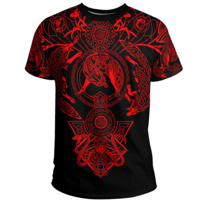 Ligerking T-Shirt, Tattoo All Over Print Red A7
