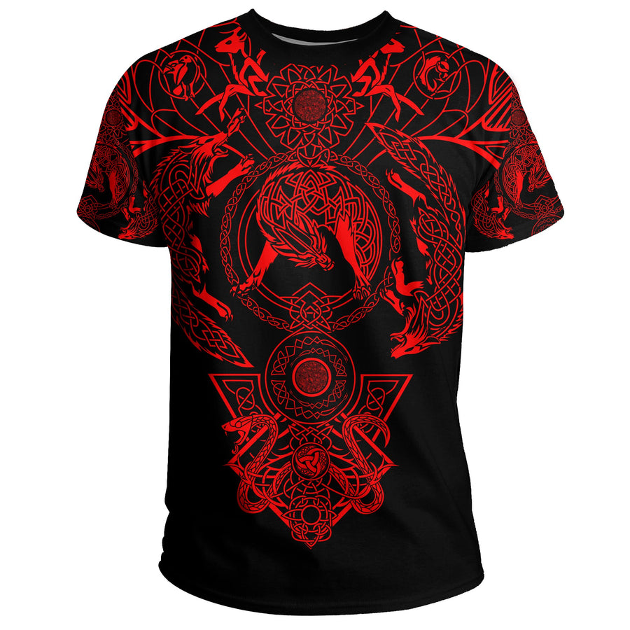 Ligerking T-Shirt, Tattoo All Over Print Red A7