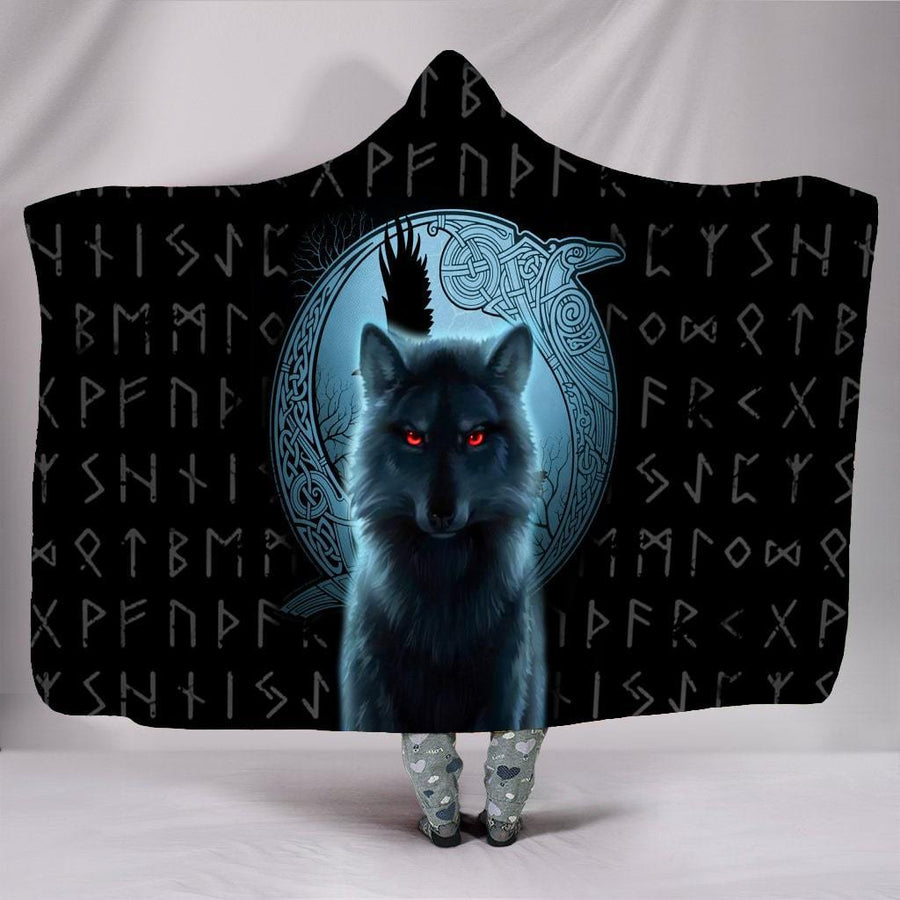 Ligerking Hooded Blanket - Fenrir Vikings Wolf And Moon 3D - ML