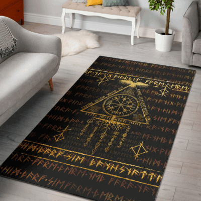 Viking Area Rug - Scandinavian Viking Vegvisir Runic Grunge A31