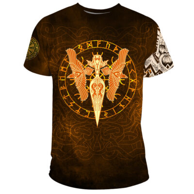 Ligerking T-Shirt Gold Spear Of The God Odin - Gungnir And Two Gold Ravens A27