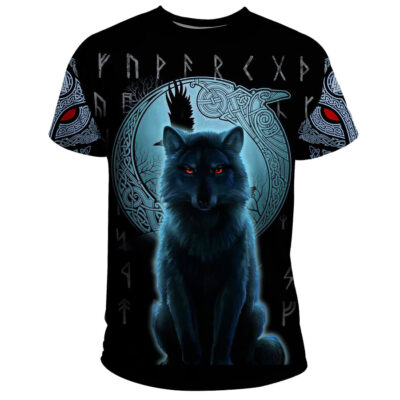 Ligerking T Shirt, Fenrir Viking Wolf And Moon A31