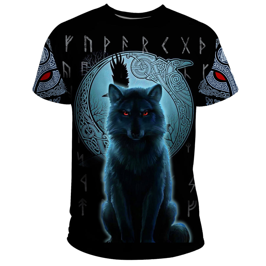 Ligerking T Shirt, Fenrir Viking Wolf And Moon A31