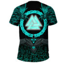 Ligerking - T-Shirt Three Raven and Valknut Cyan A27