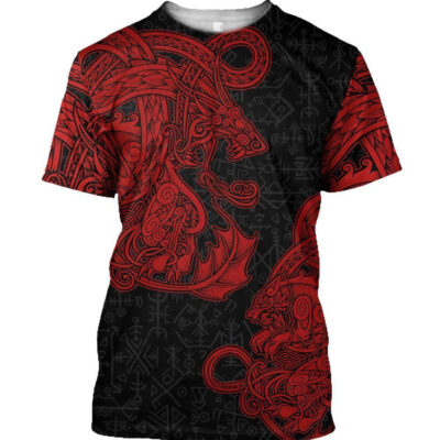 Ligerking T Shirt - Jormungandr and Fenrir Vikings 3D - ML